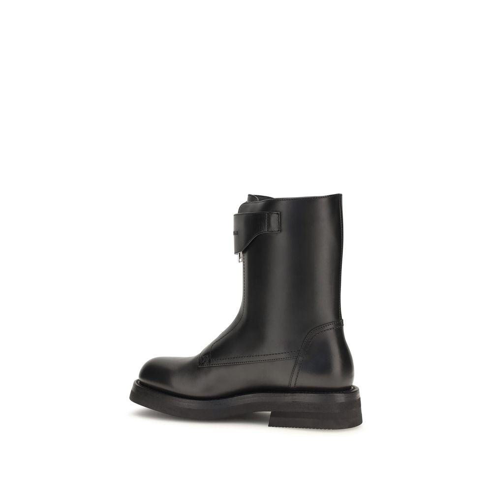 Alexander McQueen Black Calf Leather Bos Taurus Lace-Up Boots