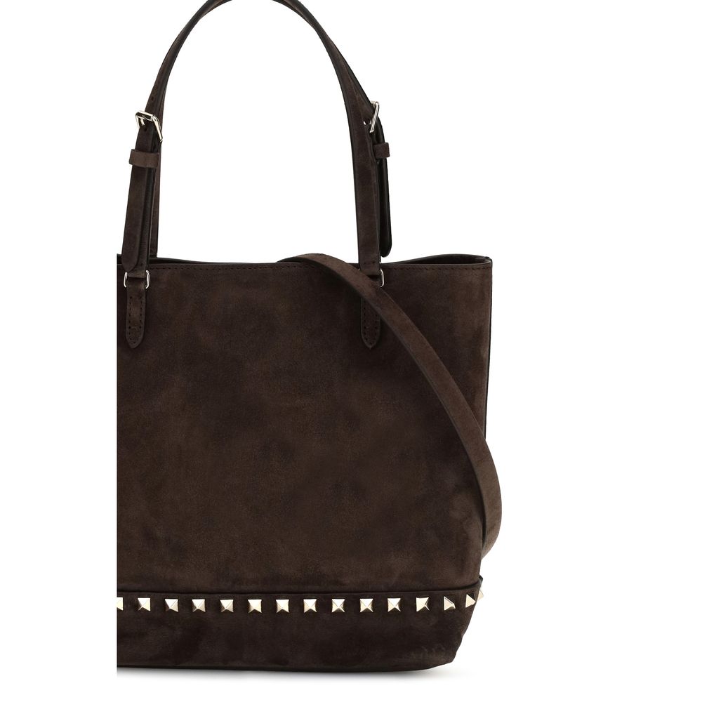 Valentino Garavani Brown Calf Leather Bos Taurus Shoulder Bag