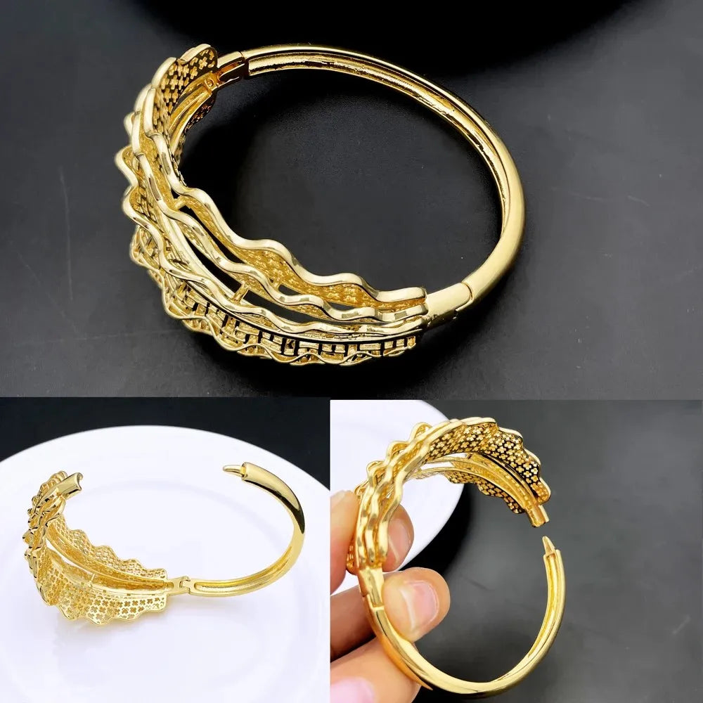 Italian Gold Luxury Choker Jewelry Set — Necklace, Earrings, Bracelet & Ring