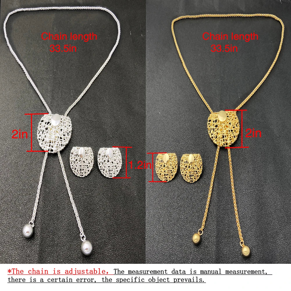 The Long Chain Set — 18K Gold & Silver Plated Necklace and Earrings for Women