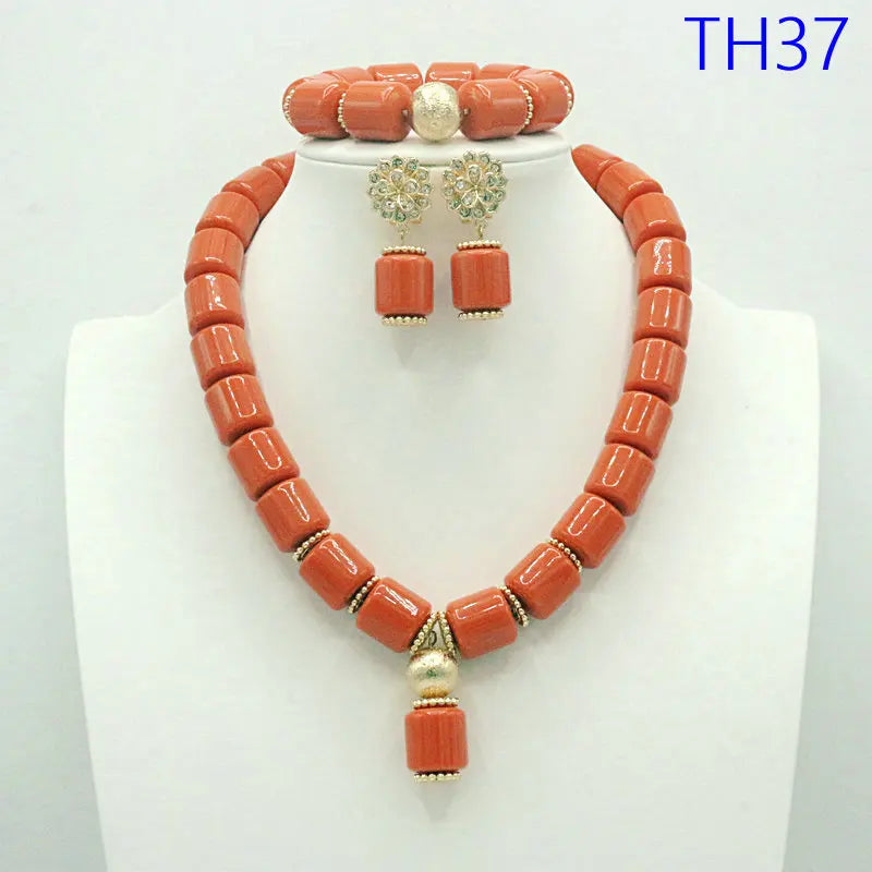 Coral Bridal Jewelry Set