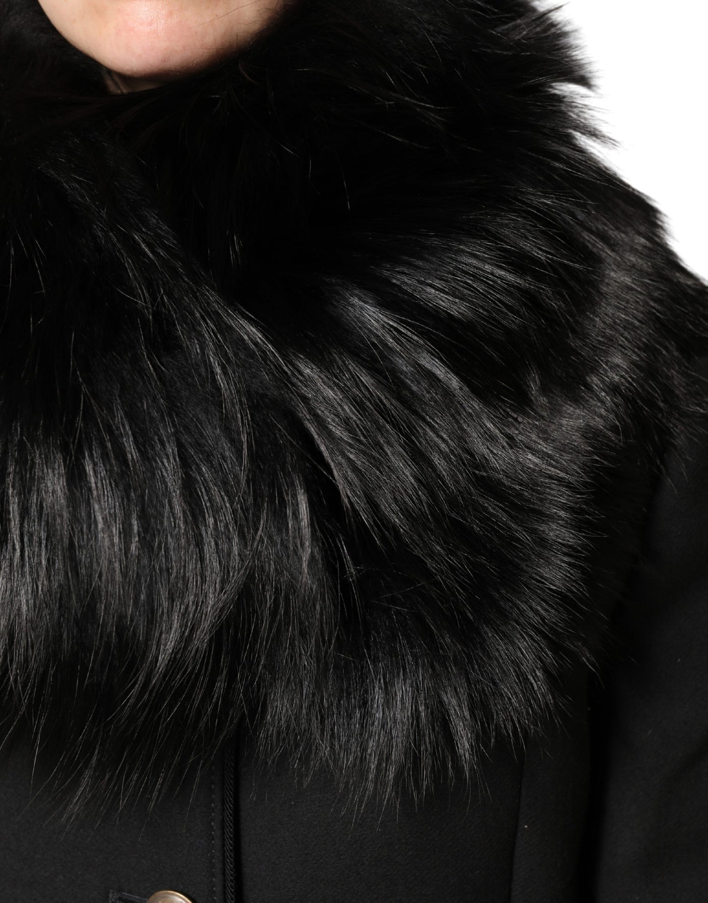 Dolce & Gabbana Black Fur Shoulder Collar Wrap Shawl Scarf