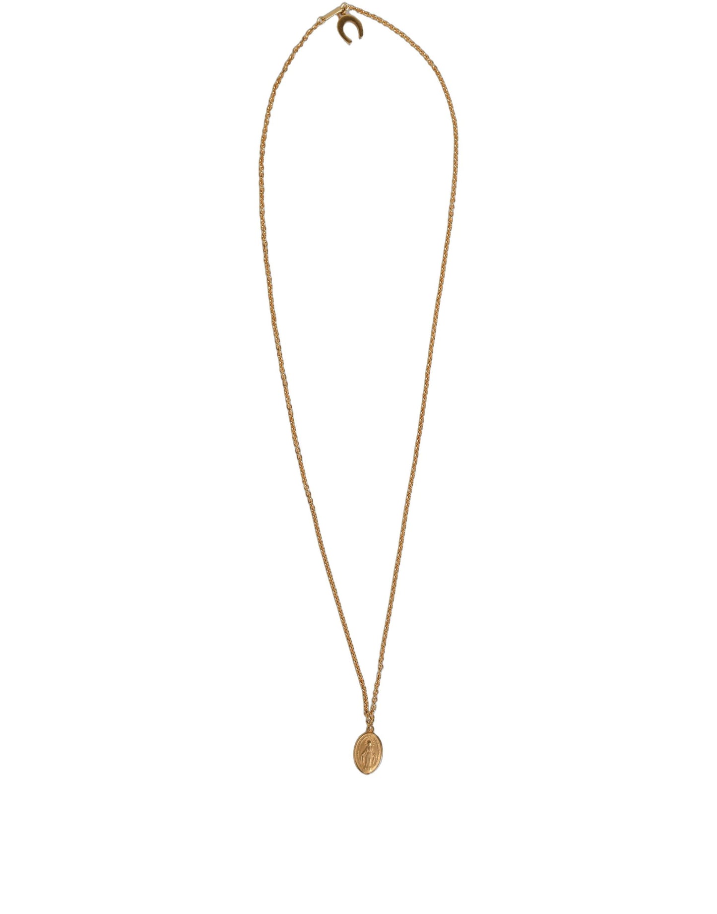 Dolce & Gabbana Gold Tone Brass Virgin Mary Medallion Pendant Necklace