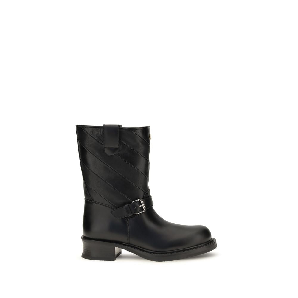 Valentino Garavani Black Calf Leather Bos Taurus Ankle Boots