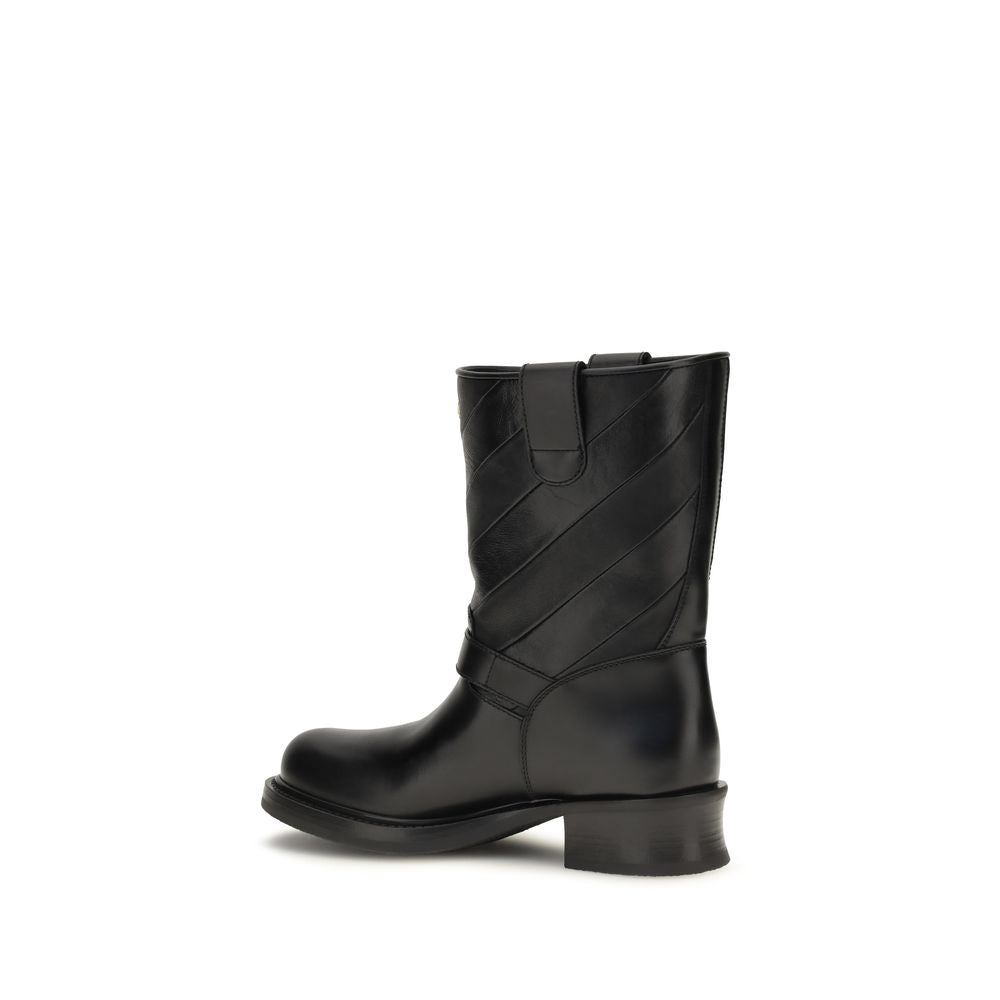 Valentino Garavani Black Calf Leather Bos Taurus Ankle Boots