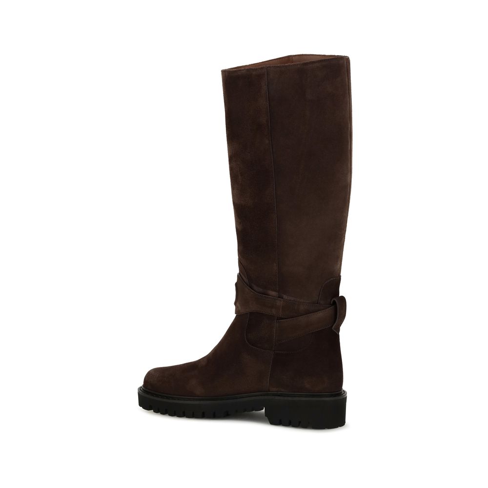 Valentino Garavani Brown Calf Leather Bos Taurus Flat Boots