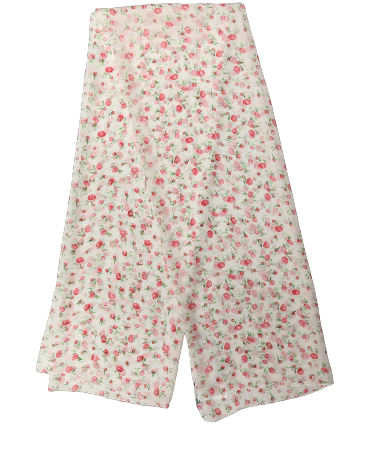 Dolce & Gabbana White Silk Floral Chiffon Long Stole Scarf