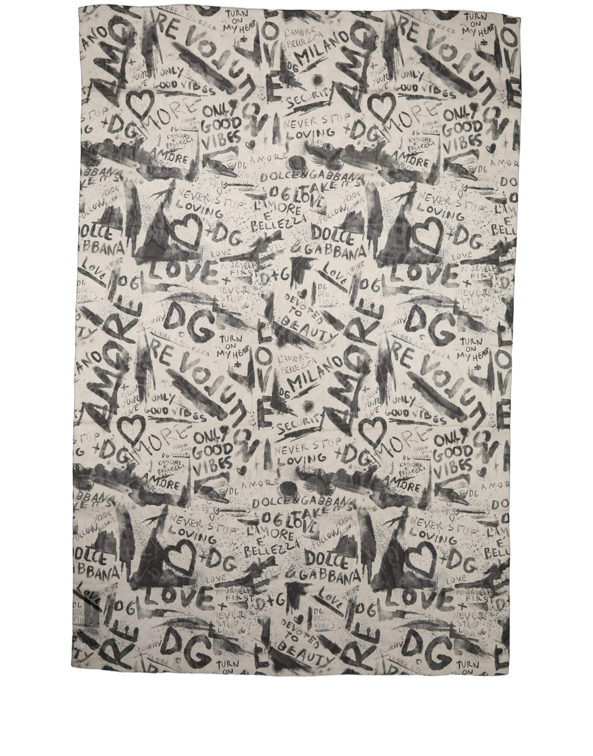 Dolce & Gabbana White Graffiti Logo Silk Shawl Stole Scarf