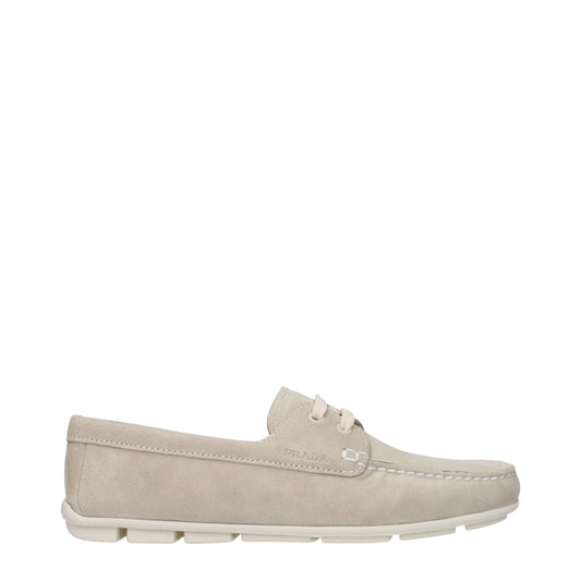 Prada Gray Leather Slip-On Loafers