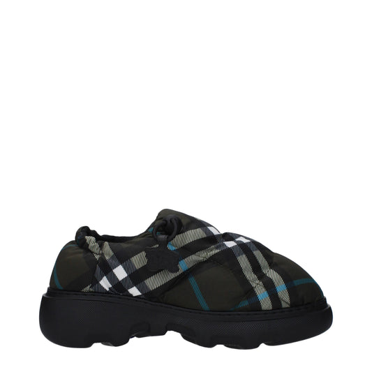 Burberry Green Fabric Slip-On Loafers