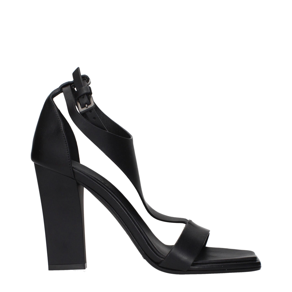 Max Mara Black Leather Stiletto Heel Sandals