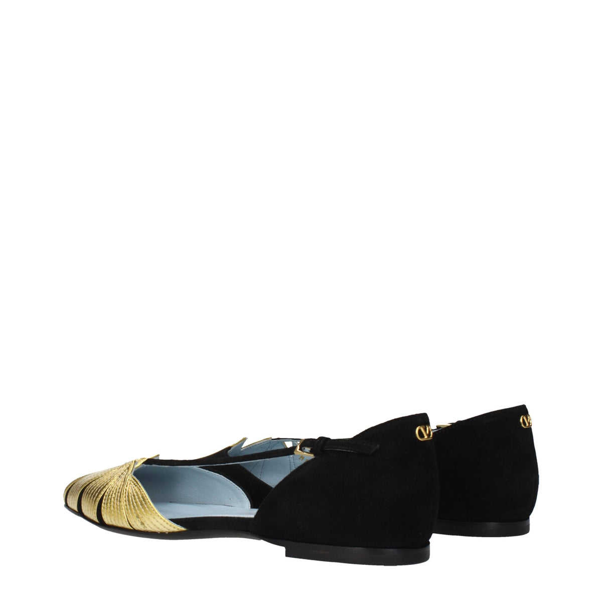 Valentino Garavani Black Leather Flat Sandals