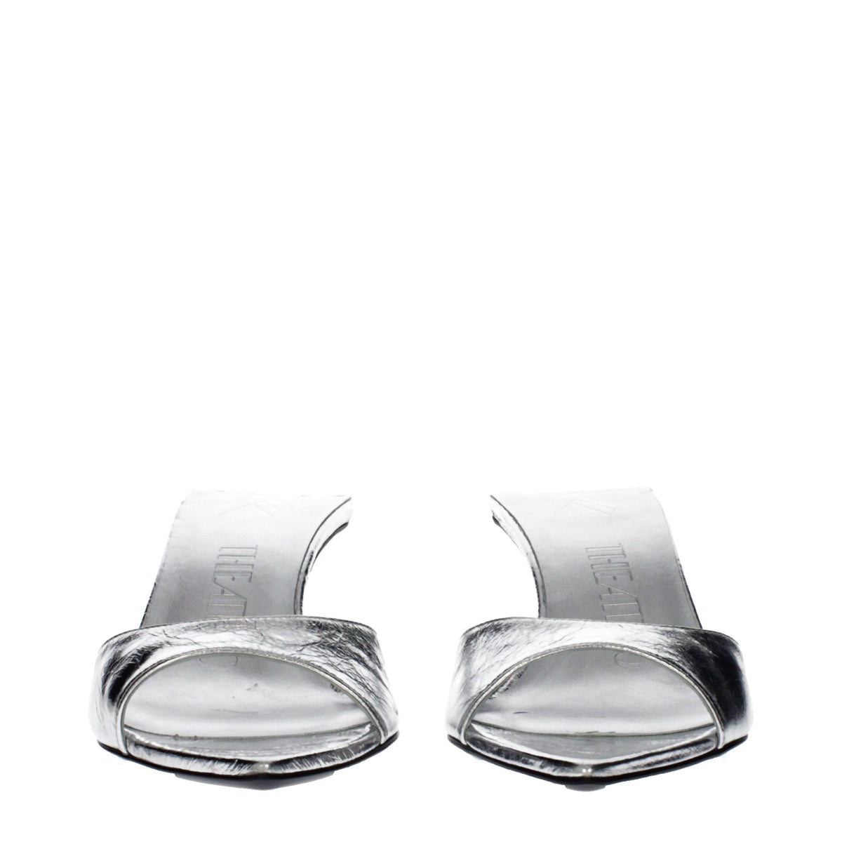 The Attico Gray Leather Flat Sandals