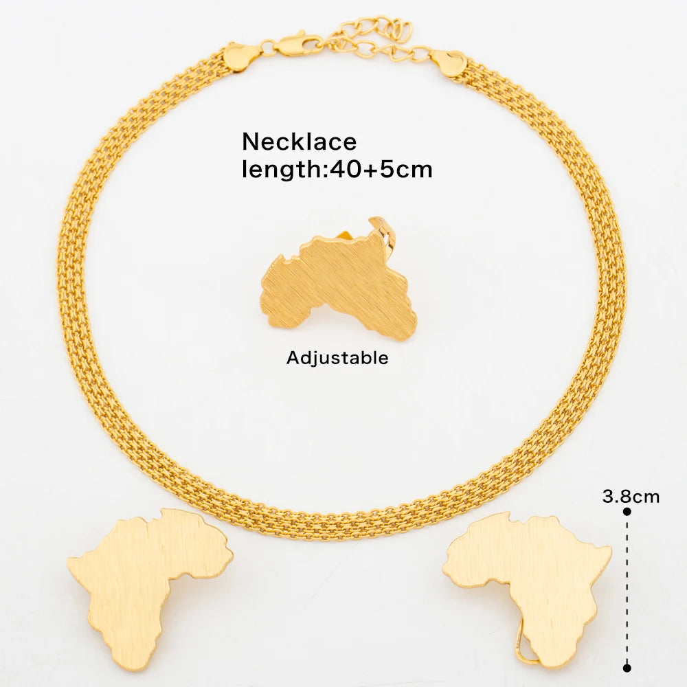 Luxury Gold Statement Jewelry Set — Earrings, Chain & Ring
