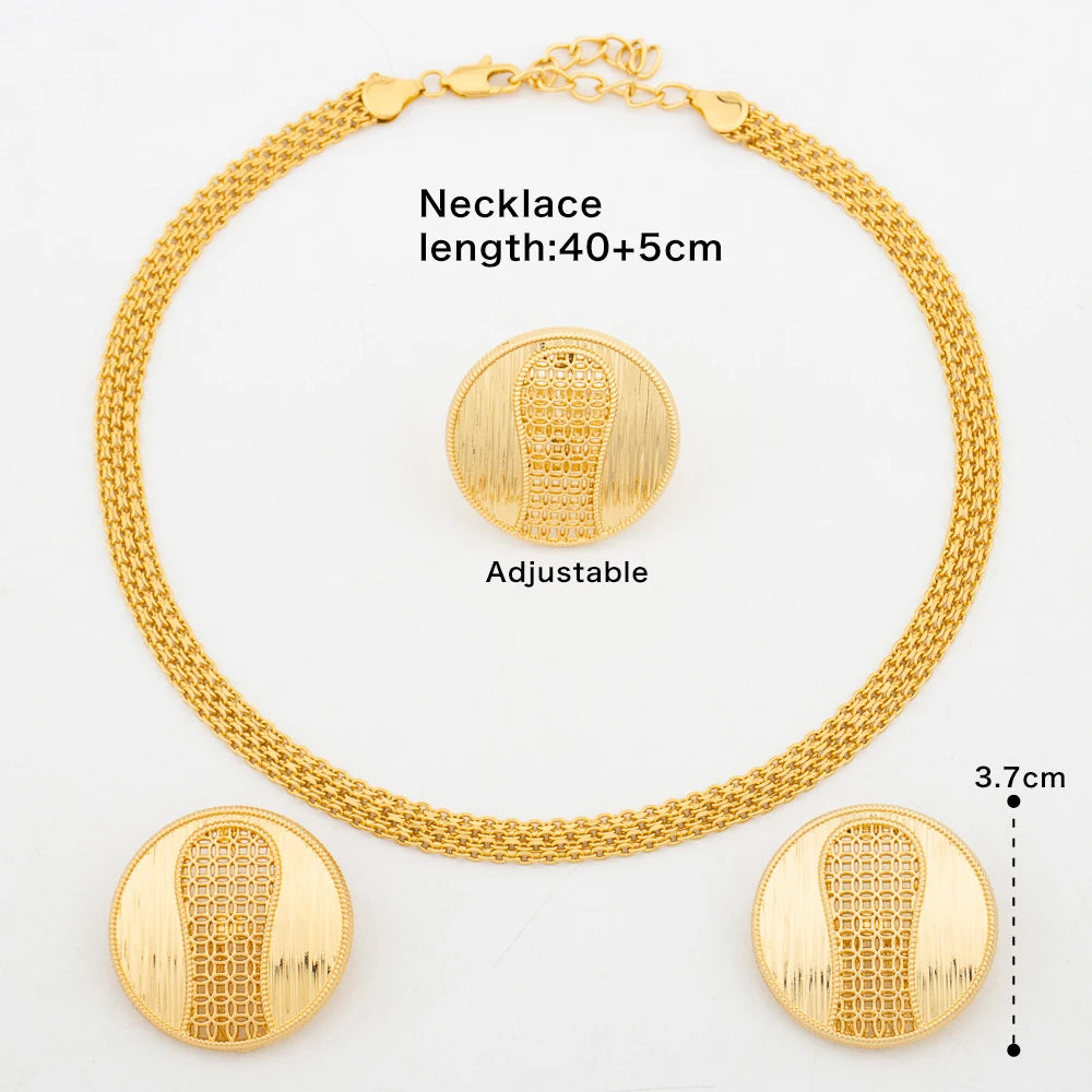 Luxury Gold Statement Jewelry Set — Earrings, Chain & Ring