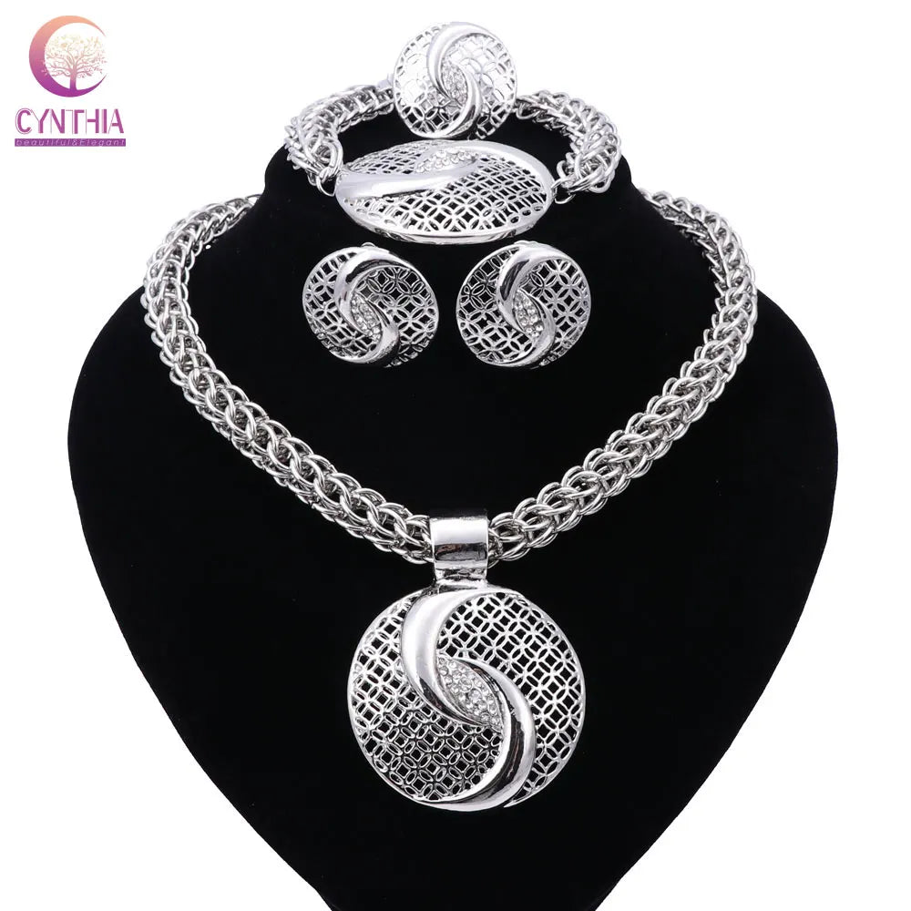 The Lagos Bridal Set — Exquisite Silver Plated African Beads Wedding Jewelry