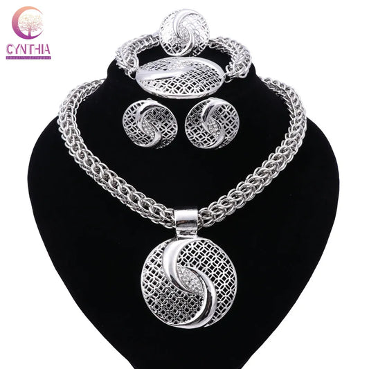 The Lagos Bridal Set — Exquisite Silver Plated African Beads Wedding Jewelry