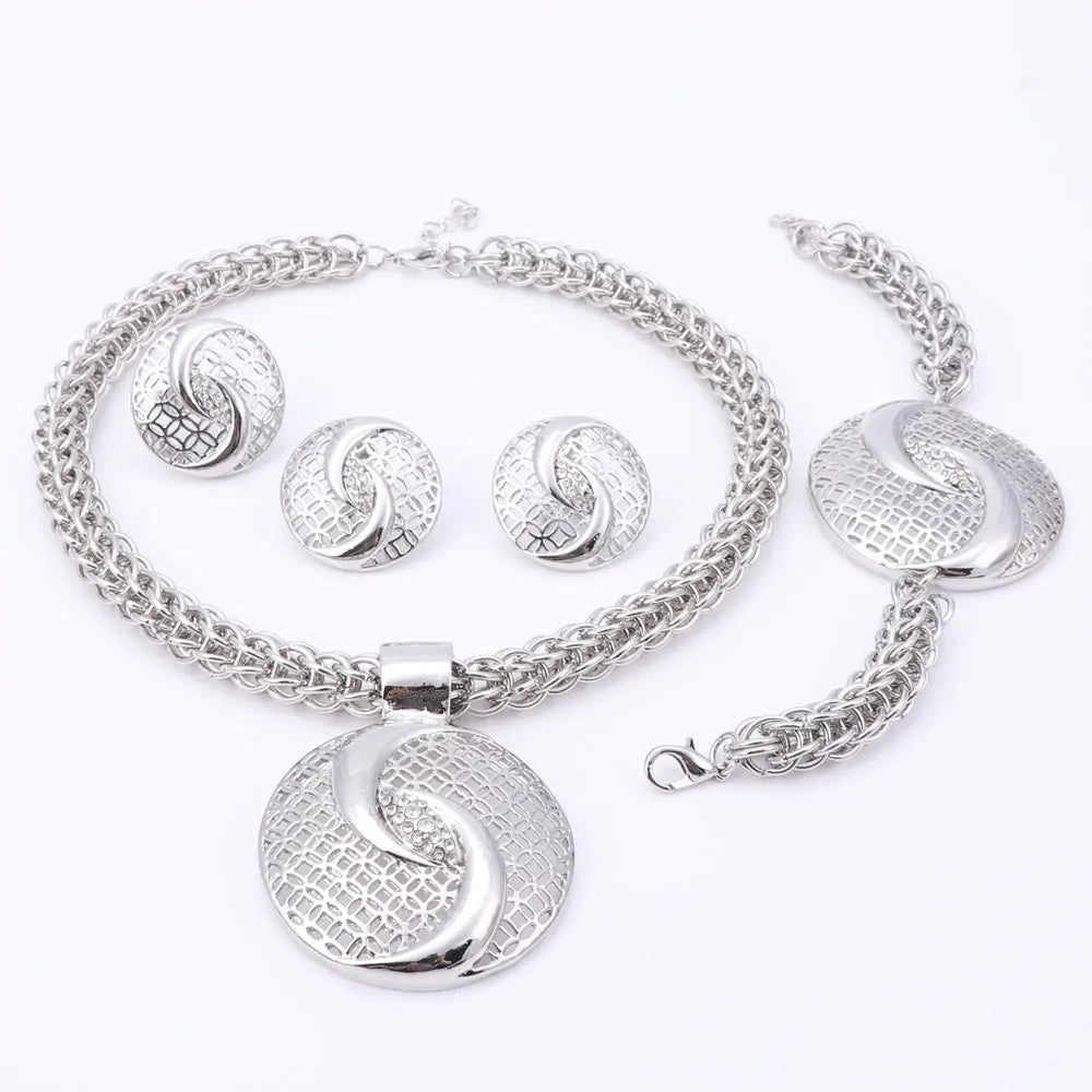 The Lagos Bridal Set — Exquisite Silver Plated African Beads Wedding Jewelry