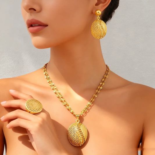Luxury Dubai Gold Plated Necklace & Earring Set