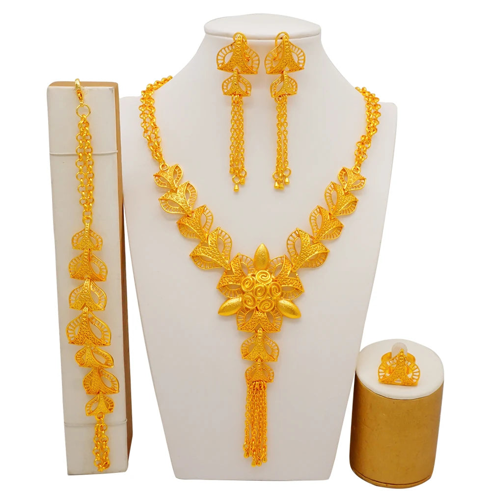 Royal African Bridal Collection — 4-Piece Gold Jewelry Set