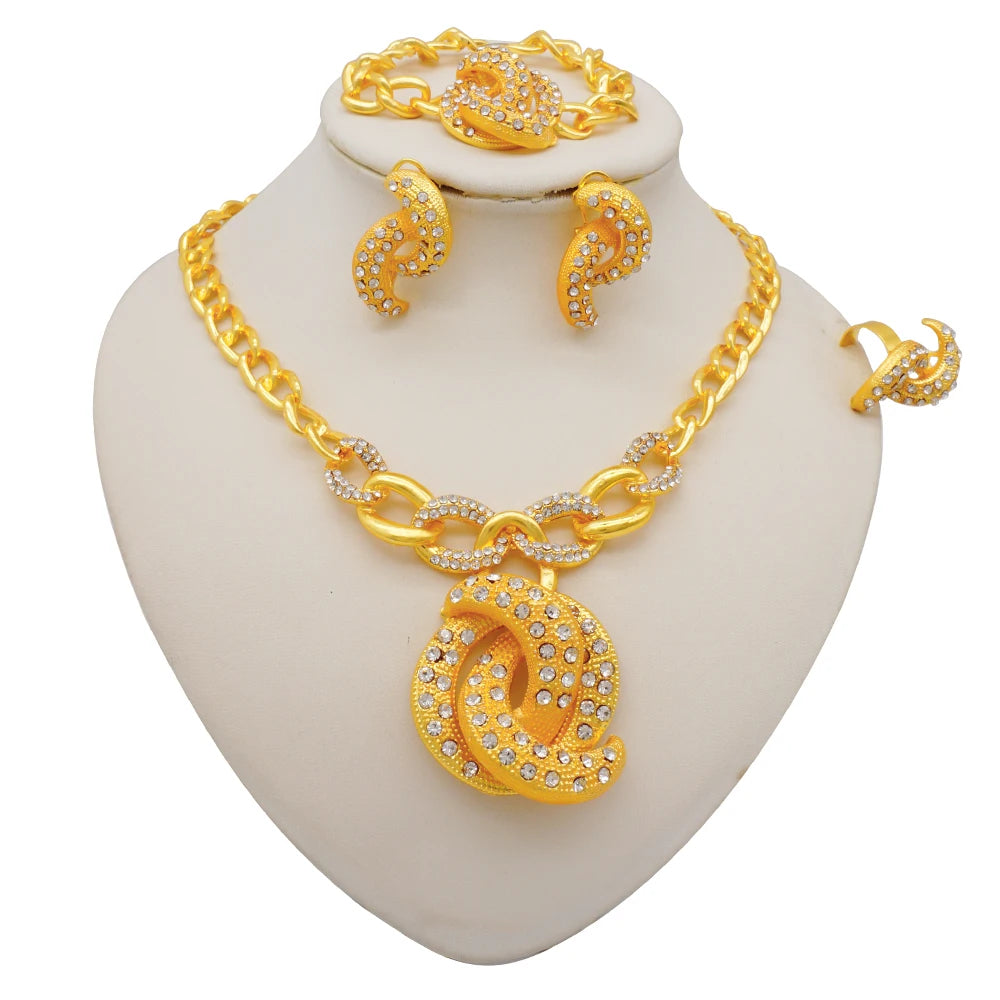 Royal African Bridal Collection — 4-Piece Gold Jewelry Set