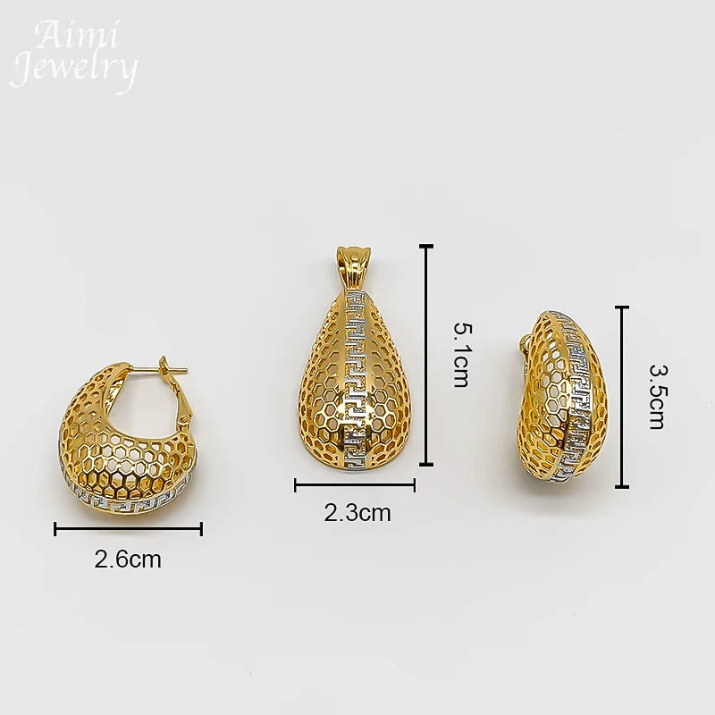 Exquisite Earrings Necklace Pendant with Chain Party