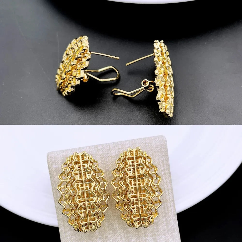 Italian Gold Luxury Choker Jewelry Set — Necklace, Earrings, Bracelet & Ring