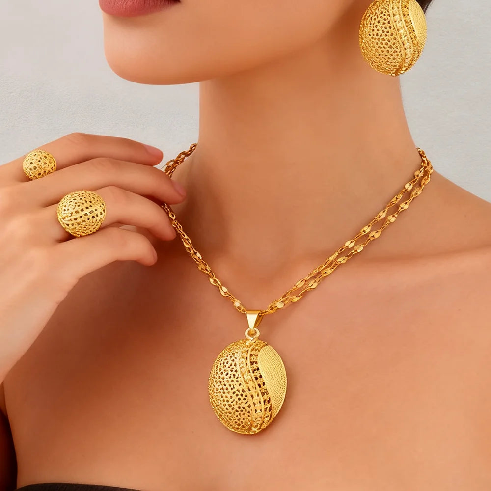 Luxury Dubai Gold Plated Necklace & Earring Set
