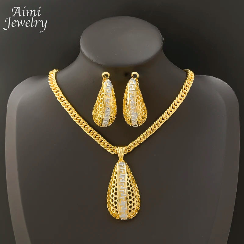 Exquisite Earrings Necklace Pendant with Chain Party