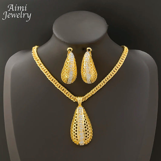 Exquisite Earrings Necklace Pendant with Chain Party