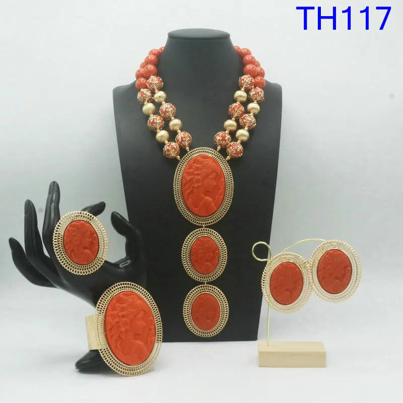 Coral Bridal Jewelry Set