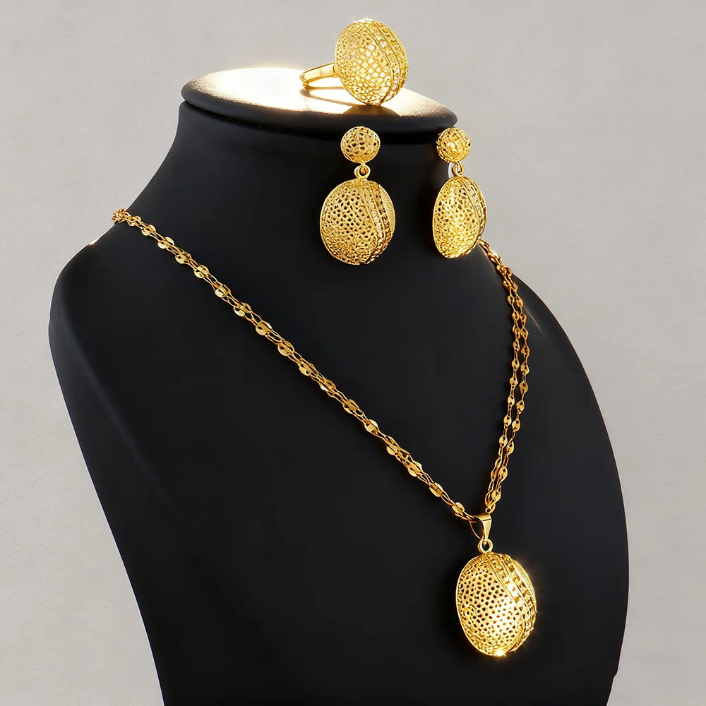 Luxury Dubai Gold Plated Necklace & Earring Set