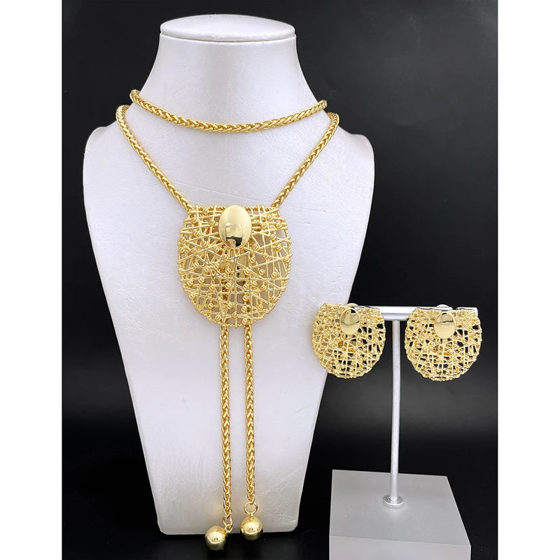The Long Chain Set — 18K Gold & Silver Plated Necklace and Earrings for Women
