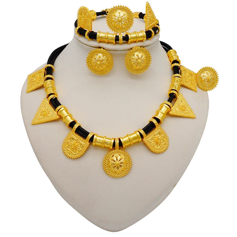 Royal African Bridal Collection — 4-Piece Gold Jewelry Set