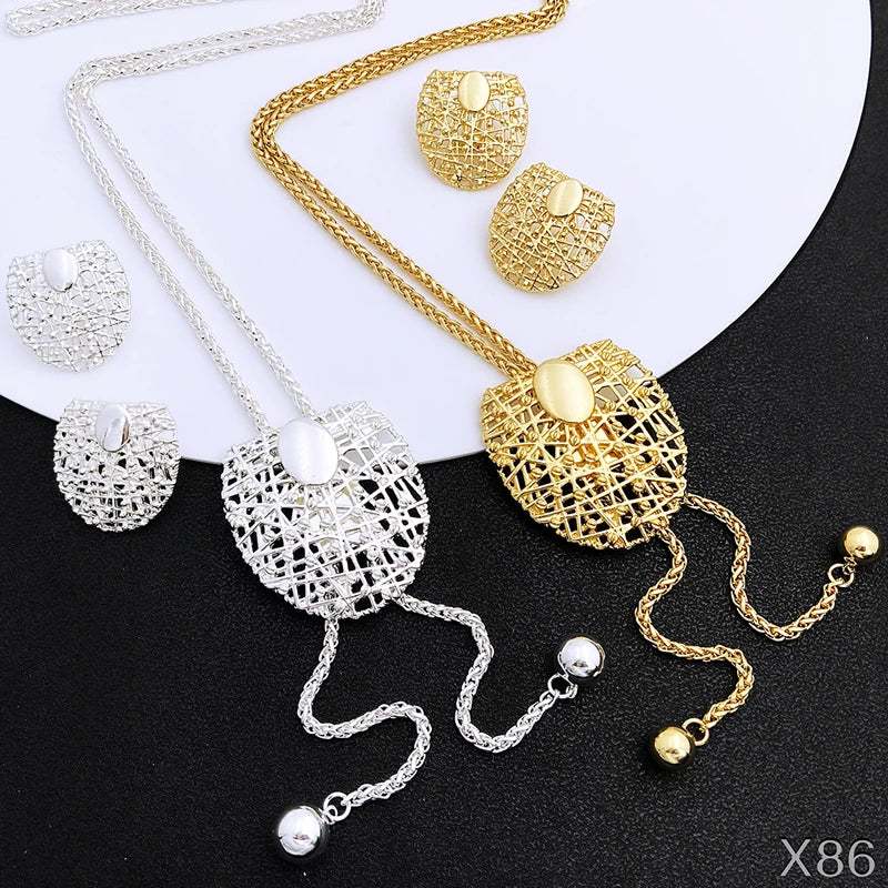 The Long Chain Set — 18K Gold & Silver Plated Necklace and Earrings for Women