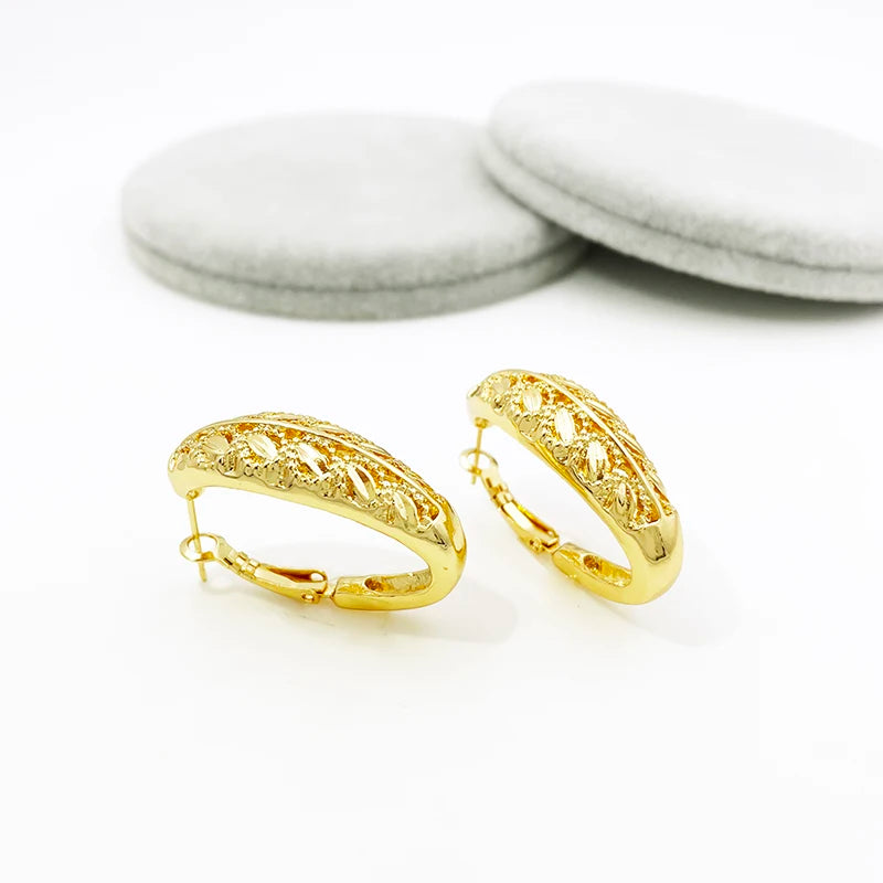 Dubai Gold Luxury Leaf Jewelry Set — Necklace, Earrings, Bangle & Ring