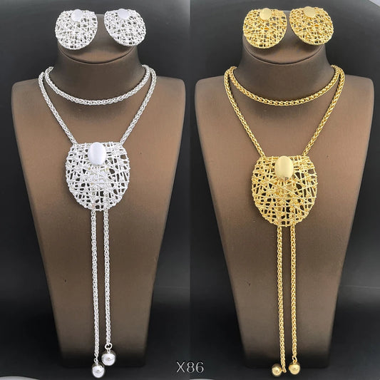 The Long Chain Set — 18K Gold & Silver Plated Necklace and Earrings for Women